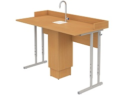 Стол для кабинета химии с мойкой регулируемый 4-6 г/р СТХб1.46 (бук, м/к серый, квадратная труба)
