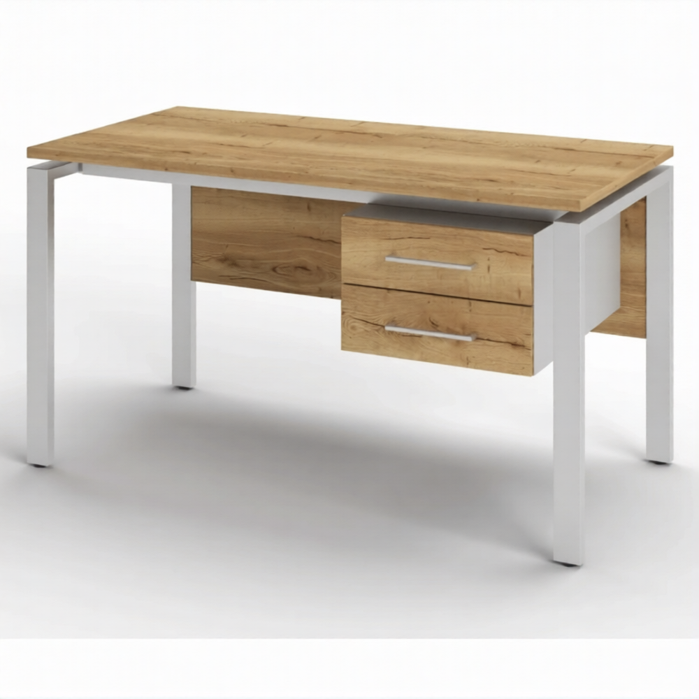 Стол рабочий 2 ящика СрТ-22 (тип 1) (1600х700х750) (столешница ЛДСП дуб вотан, каркас серый)