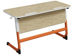 Стол 2-местный школьный 3-5 г/р "Логика" с наклоном столешницы 0-15° (дуб "Бардолино", м/к белый/оранжевый)
