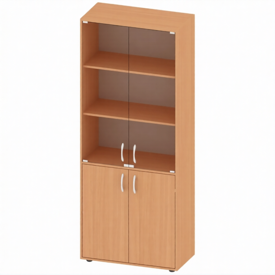 Стеллаж полуоткрытый со стеклом ШК-ТР-4