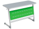 Стол 2-местный школьный 5-7 г/р "Логика" с перфорированным экраном (серый/зеленый, м/к белый)