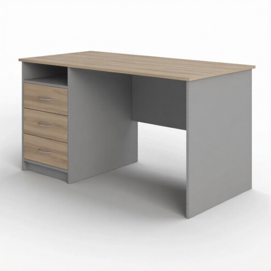 Стол рабочий СрТ-13 (1600х700х750) с тумбой (корпус ЛДСП серый, столешница ЛДСП дуб вотан)