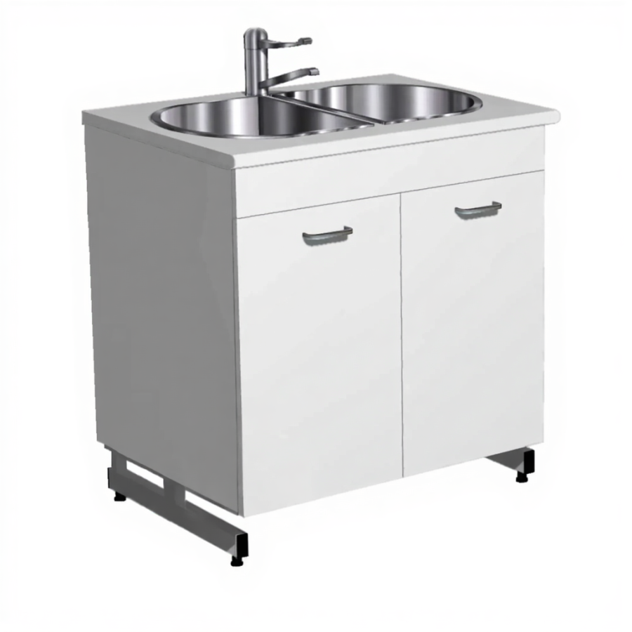 Стол-мойка СТм-205 «Премиум» 850 (корпус ЛДСП серый, столешница постформинг серый, каркас серый)