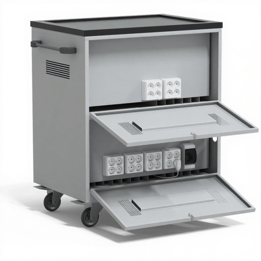 Тележка для хранения и зарядки 21 ноутбука (15,6 дюймов) с электросхемой
